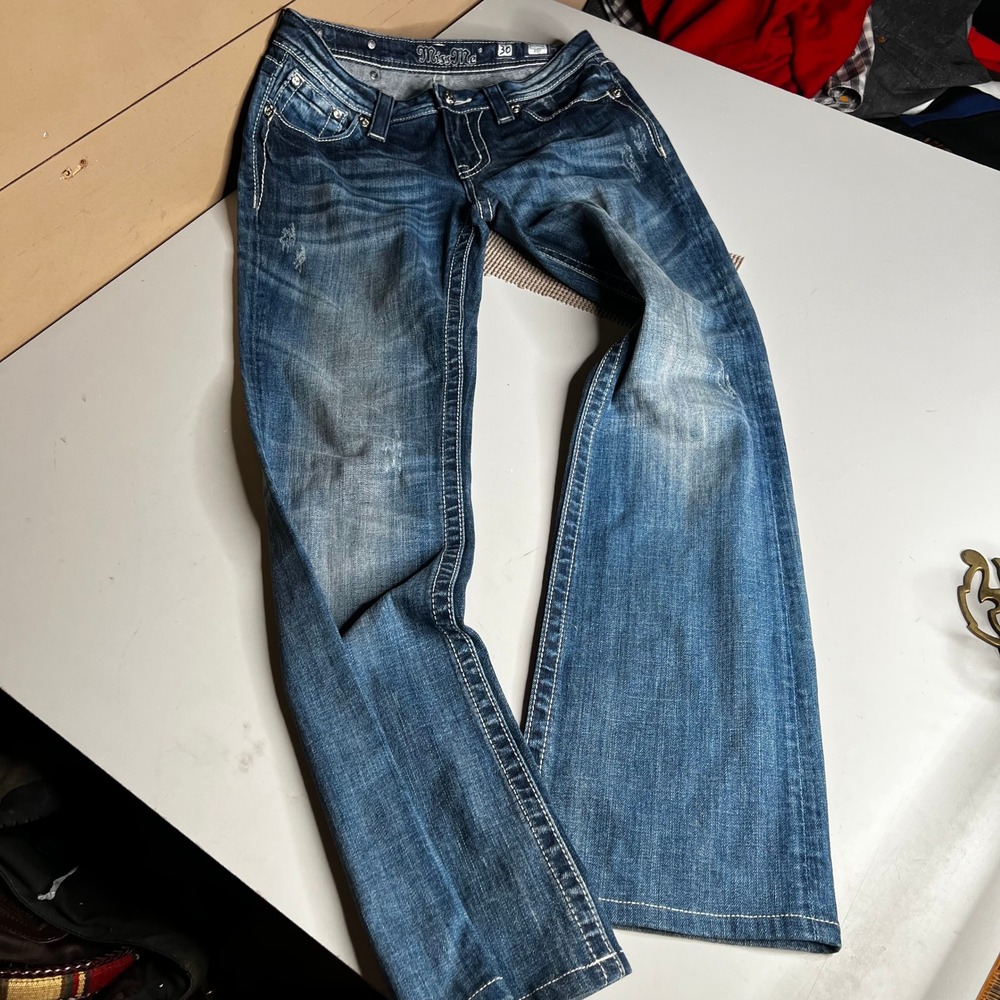 Miss Me Bootcut Jeans JP5345B Medium Wash Embellished Cross Pockets Size 30
